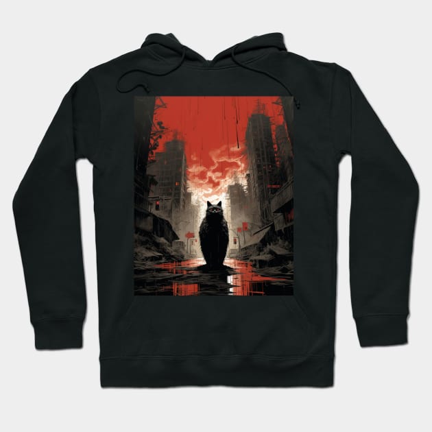 Catzilla Halloween Black Cat Hoodie by Nightarcade